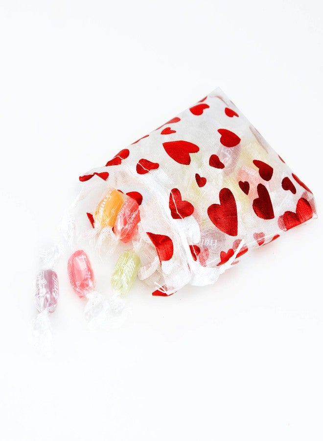 Bskifnn 100PCS Love Heart Printed Valentine Candy Bags Organza Bags Gift Jewelry Bags for Wedding Valentine's Day Mother's Day Party 8x10cm - Image 5